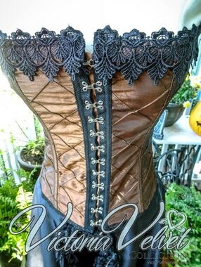 Tessa Metallic Copper Corset Festival Costume Steampunk Y2K  NOS 32